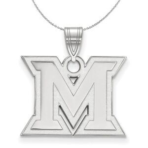 Sterling Silver Miami U Medium Initial M Necklace - 24 Inch